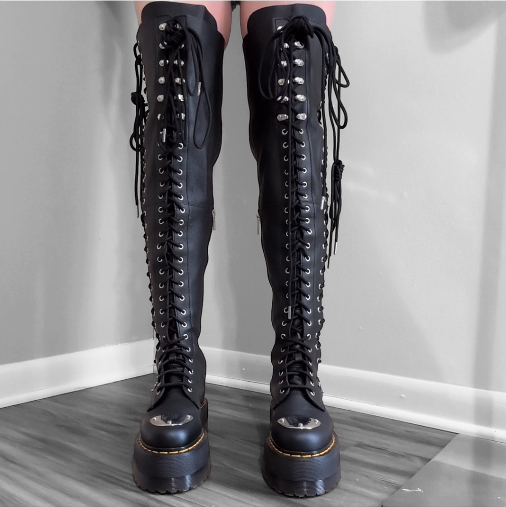 Dr. Martens 28-Eye Extreme Max Virginia Leather Knee High Boots - Picture 4 of 5